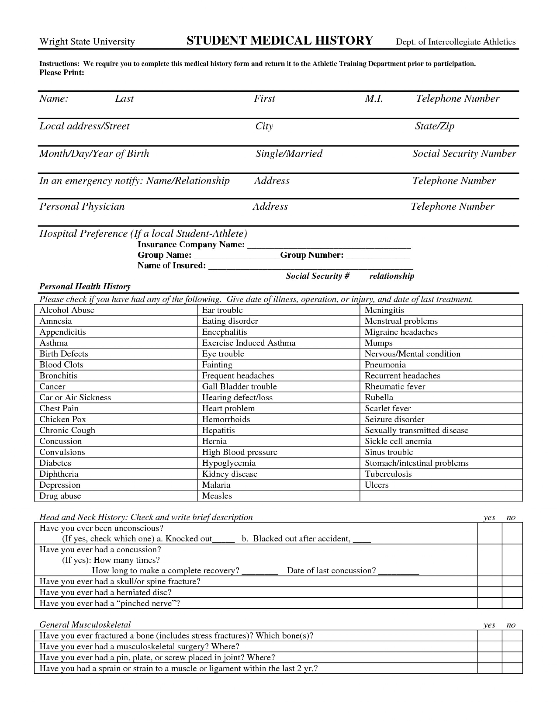 008 Template Ideas Medical History Form Similiar Health Printable - Free Printable Medical History Forms