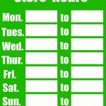 012 Business Hours Sign Template Green Secgmy Of Operation ~ Ulyssesroom   Free Printable Business Hours Sign