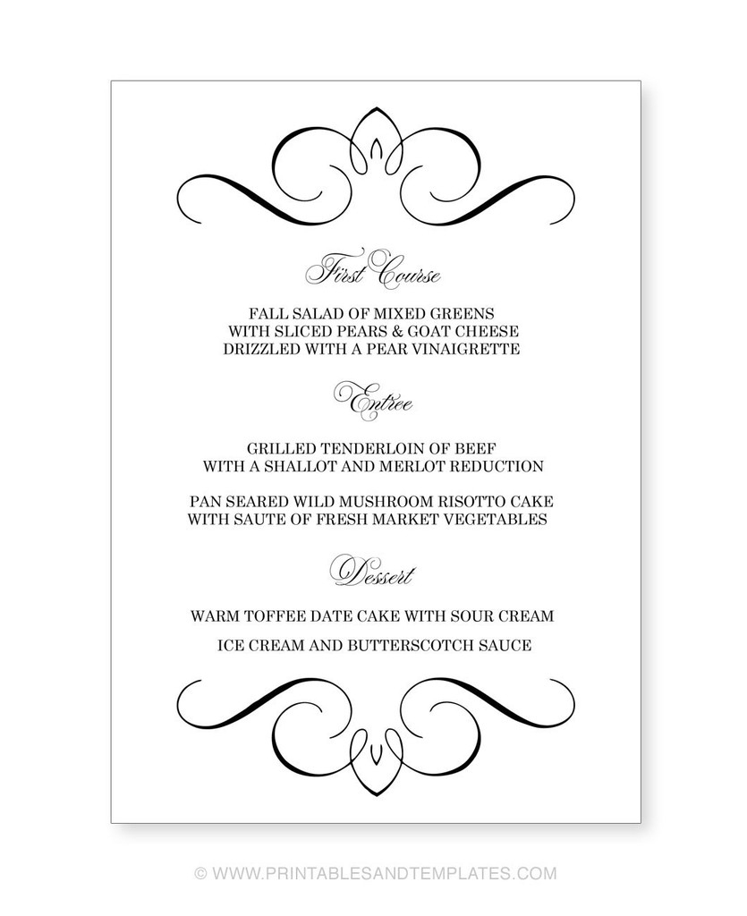 018 Menu Template Free Printable Wedding Templates Ideas For - Free Printable Menu