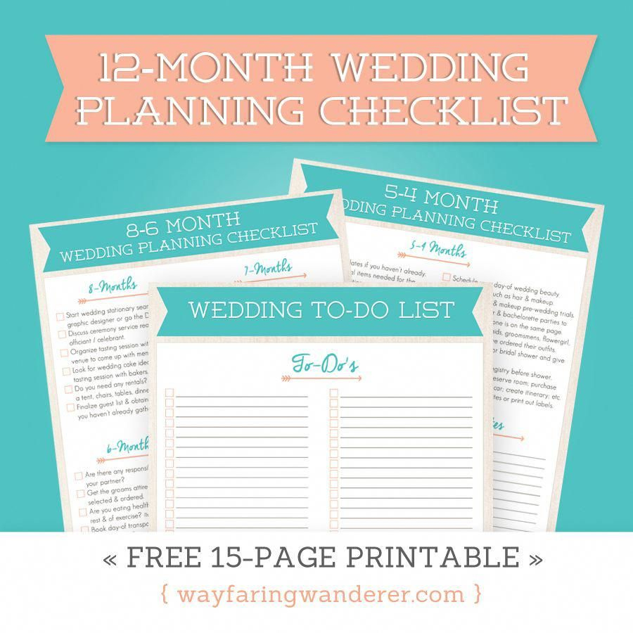 12-Month Wedding Planning Checklist - Free Timeline Printable Pdf - Free Printable Wedding Planner Pdf