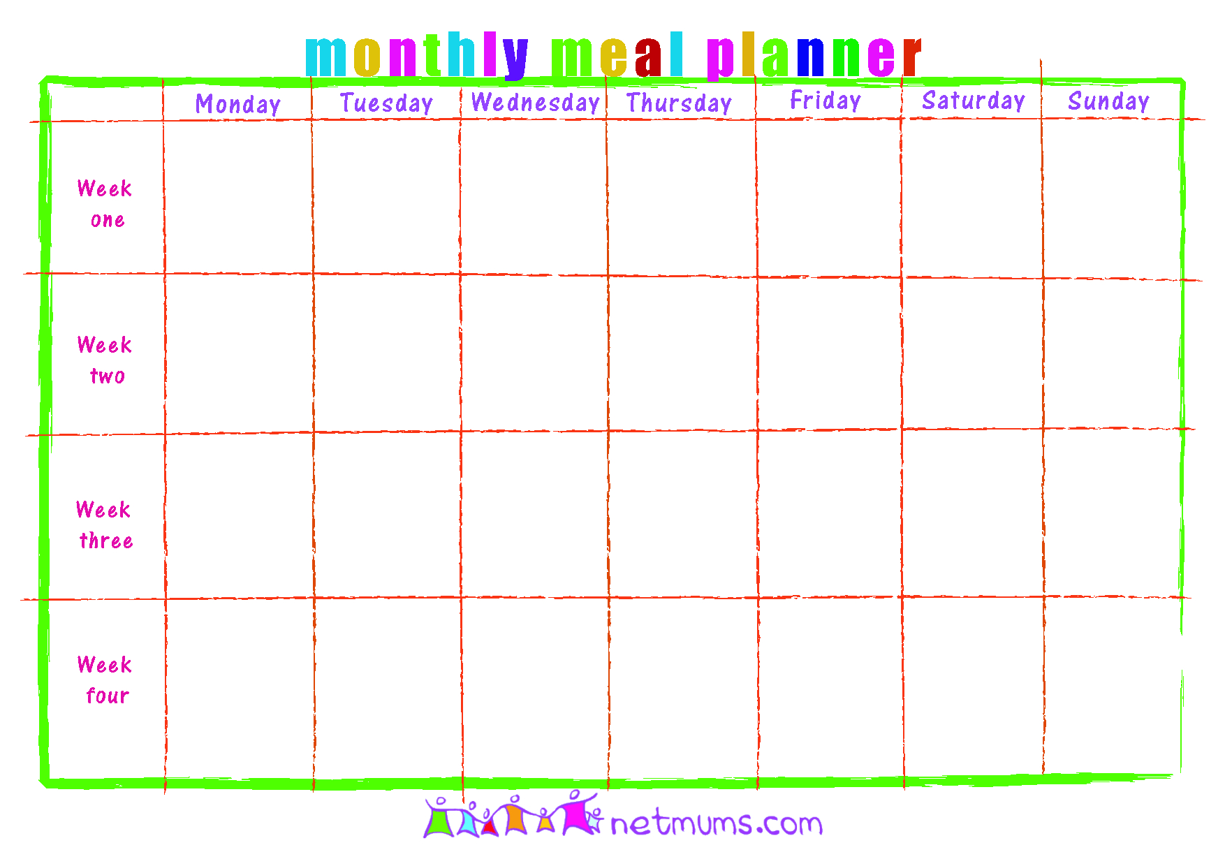 28 Useful Printable Monthly Meal Planners | Kittybabylove - Free Printable Monthly Meal Planner