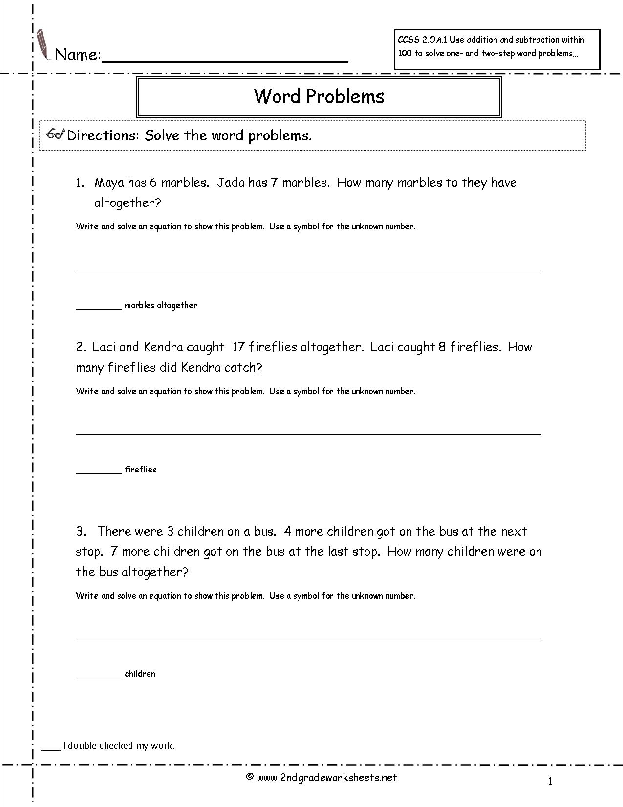 2Nd Grade Math Common Core State Standards Worksheets - Free Printable Common Core Math Worksheets For Third Grade