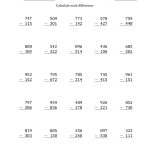 3 Digit Minus 3 Digit Subtraction With No Regrouping (A)   Free Printable 3 Digit Subtraction With Regrouping Worksheets