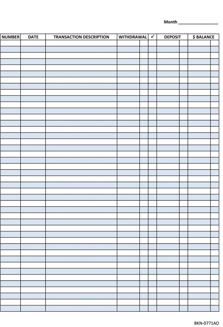 Free Printable Check Register With Running Balance