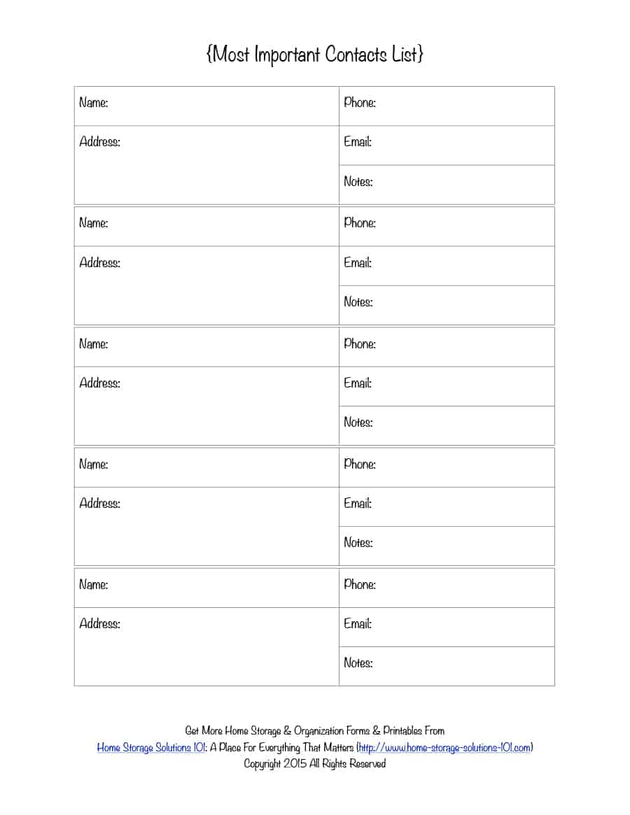 40 Phone &amp;amp; Email Contact List Templates [Word, Excel] - Template Lab - Free Printable Phone List Template