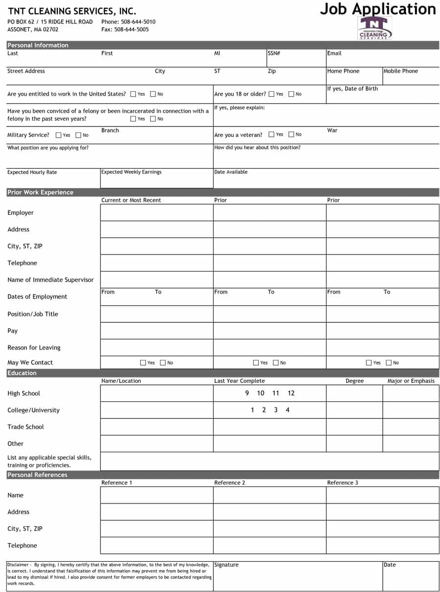 50 Free Employment / Job Application Form Templates [Printable] ᐅ - Free Printable Job Applications Online