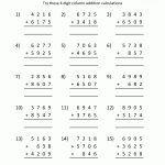 8 Grade Math Worksheets | Free Addition Worksheets Column Addition 4   Year 6 Maths Worksheets Free Printable