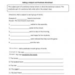 Adding A Subject And Predicate Worksheet | Englishlinx Board   Free Printable Subject Predicate Worksheets 2Nd Grade
