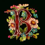 Antique Images: Free Antique Drop Cap Letter Clipart Floral Daisy   Free Printable Flower Letters