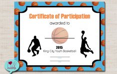 Basketball Participation Certificate Free Printable