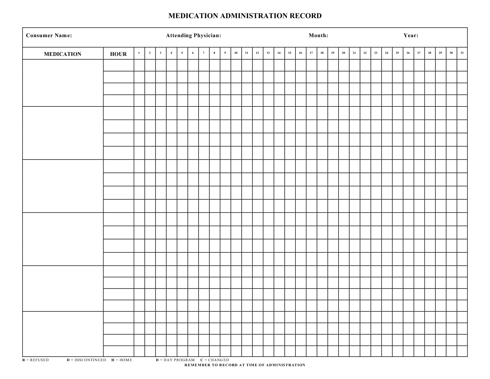 Blank+Medication+Administration+Record+Template | Work | Pinterest - Medication Chart Printable Free