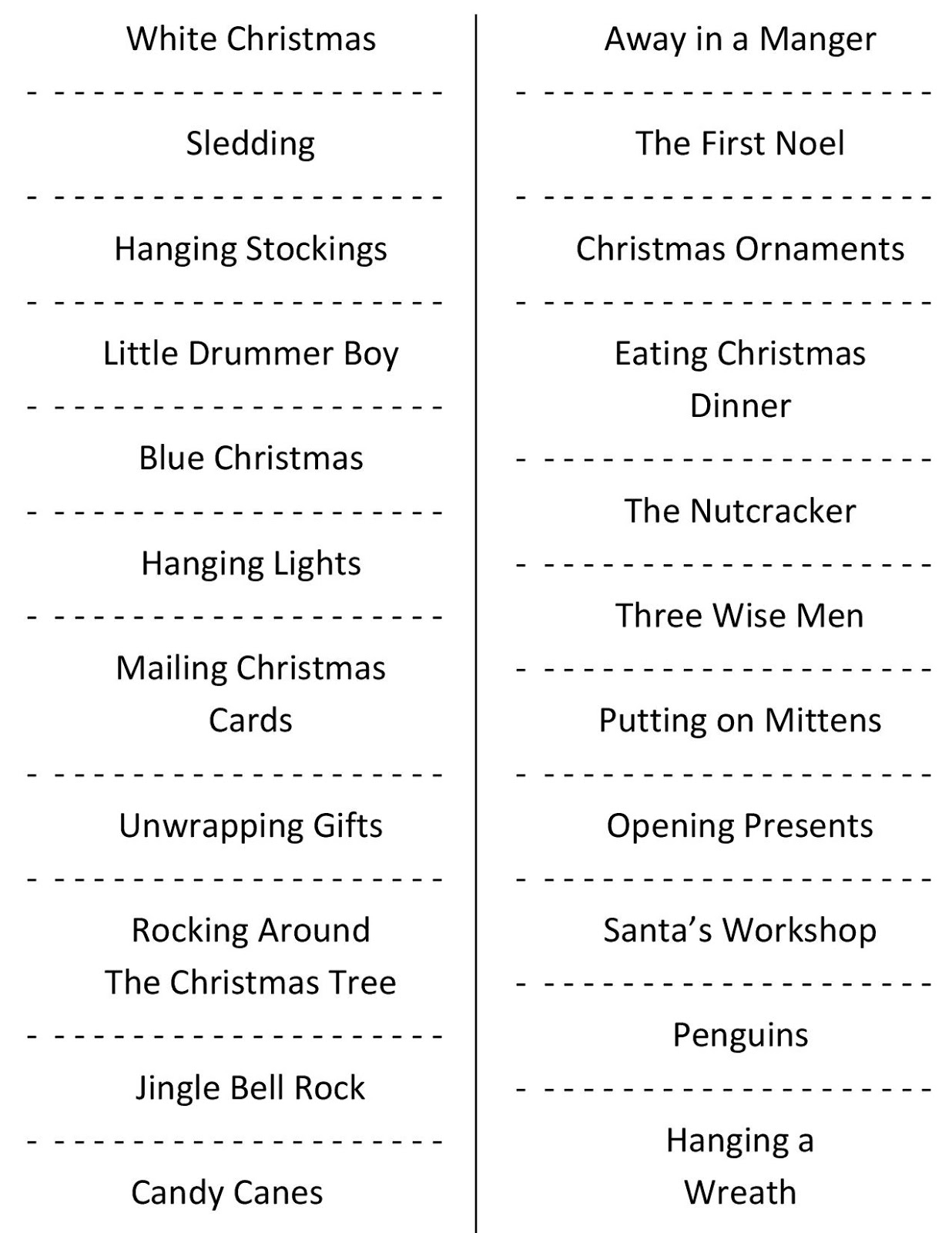 Christmas Charades (Free Printable Party Game) - Free Printable Christmas Charades Cards