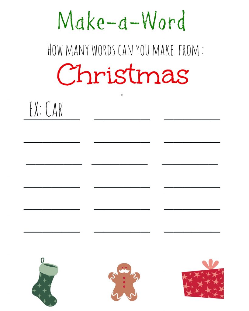 Christmas Games For Kids Free - Christmas Games For Kids Free Printable Christmas Make A Word Free Printable Christmas Word Games 819x1024