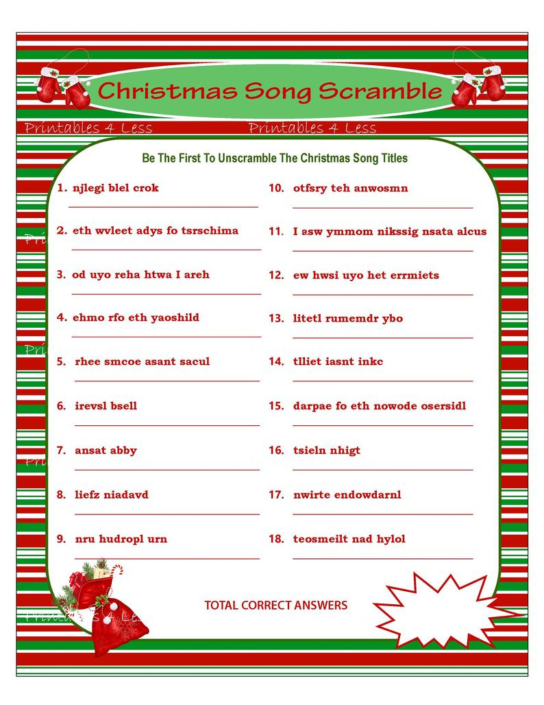 Christmas Scramble Christmas Song Game Printable Christmas | Etsy - Christmas Song Scramble Free Printable