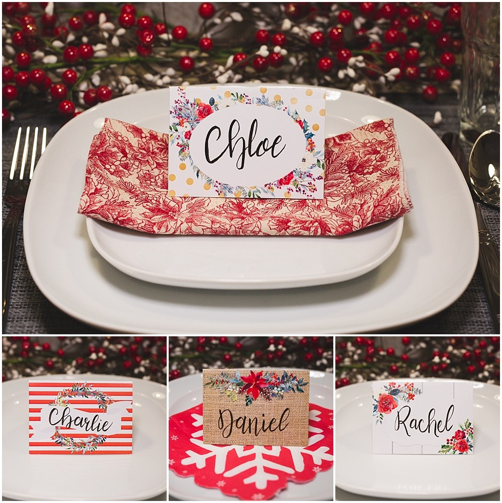 Christmas Table Place Cards { Free Printable} - Six Clever Sisters - Christmas Table Name Cards Free Printable