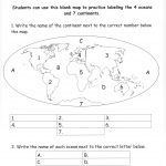Continents And Oceans Of The World Worksheet Worksheets For All   Free Printable Map Of Continents And Oceans