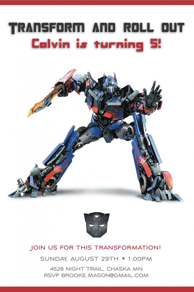 Cool Transformer Birthday Invitations | Bagvania Invitation ...