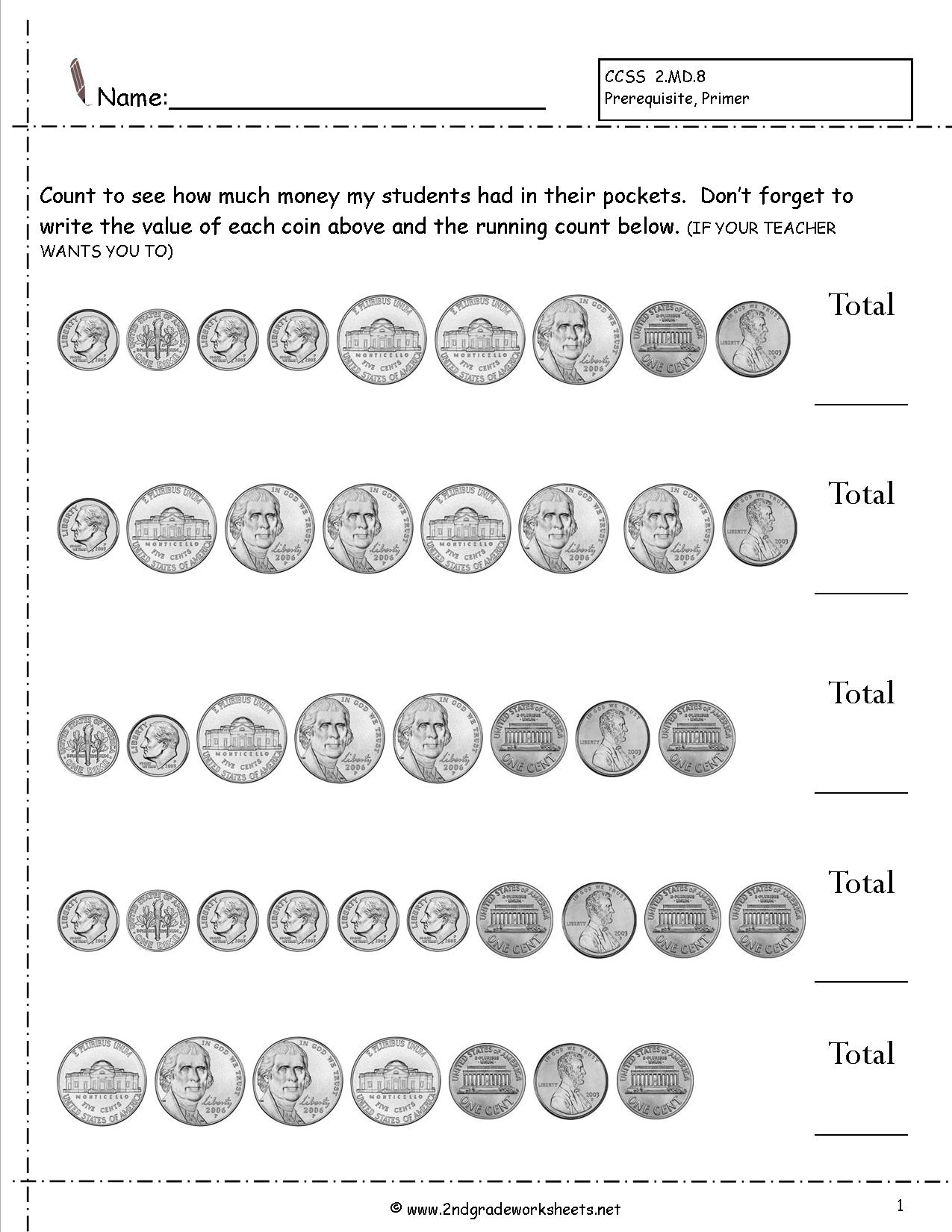 Counting Coins And Money Worksheets And Printouts - Free Printable Money Activities