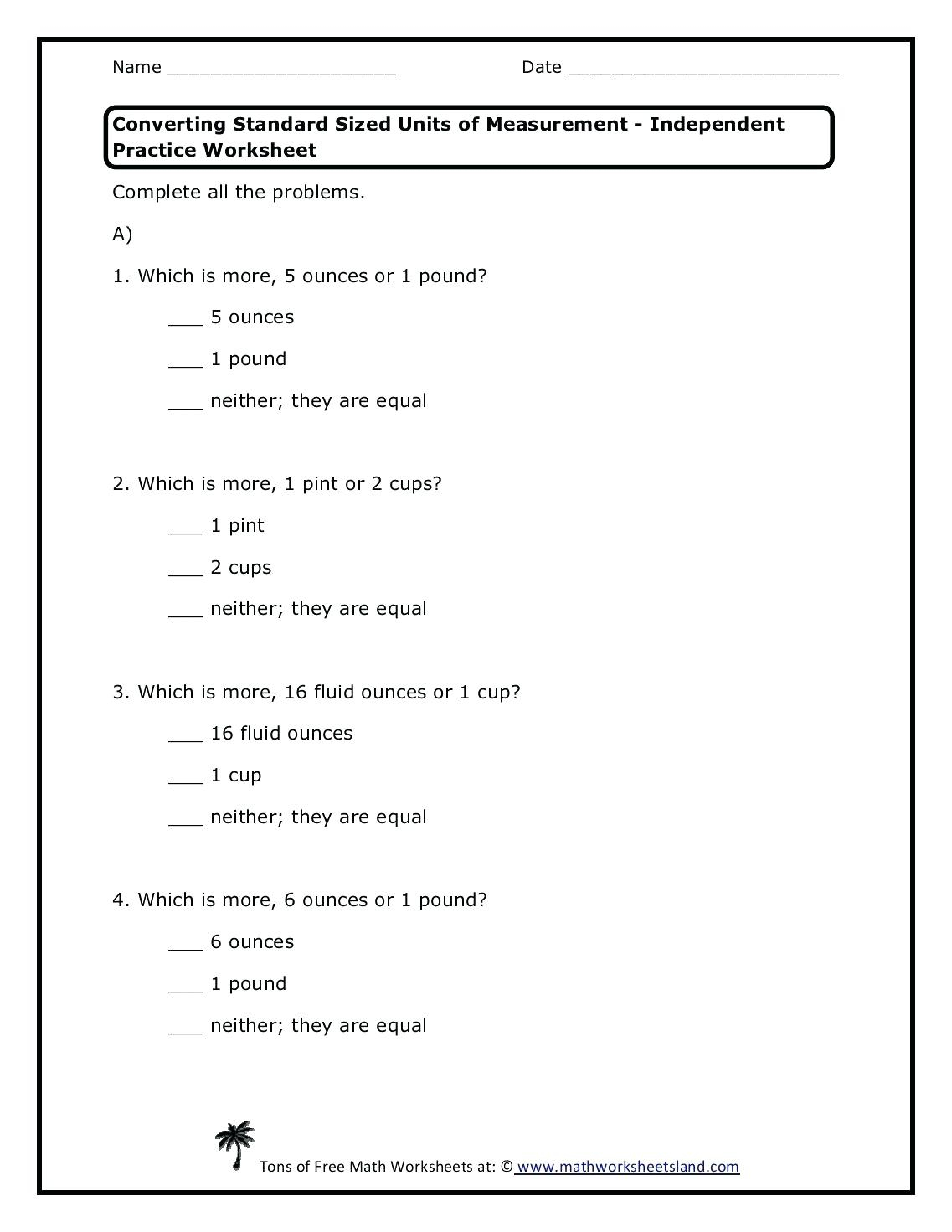 Cups To Fluid Oz Math Workbooks Ounces And Pounds Worksheets Free - Free Printable Math Workbooks