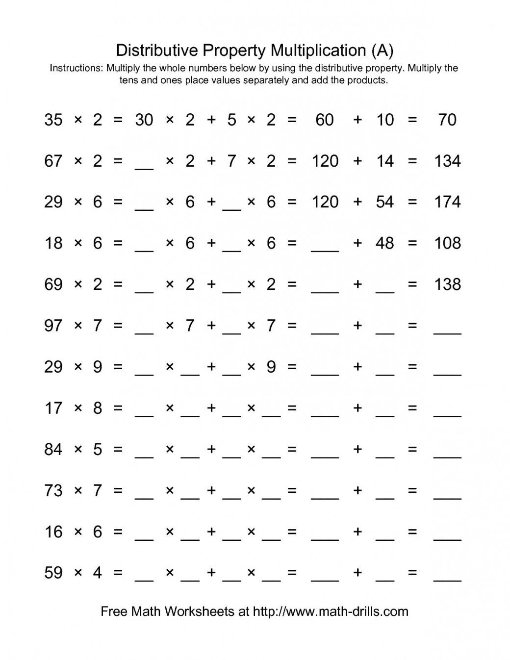 Distributive Property Worksheets 5Th Grade | Lostranquillos - Free Printable Distributive Property Worksheets