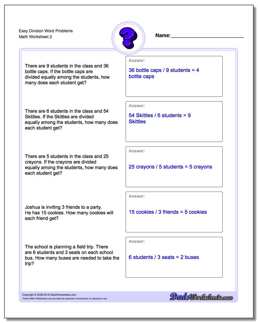 Division Word Problems - Free Printable Division Word Problems Worksheets For Grade 3