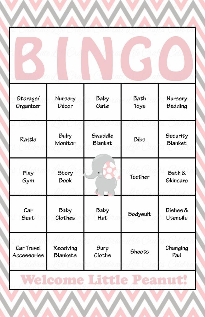 Elephant Baby Bingo Cards - Printable Download - Prefilled - Baby - 50 ...