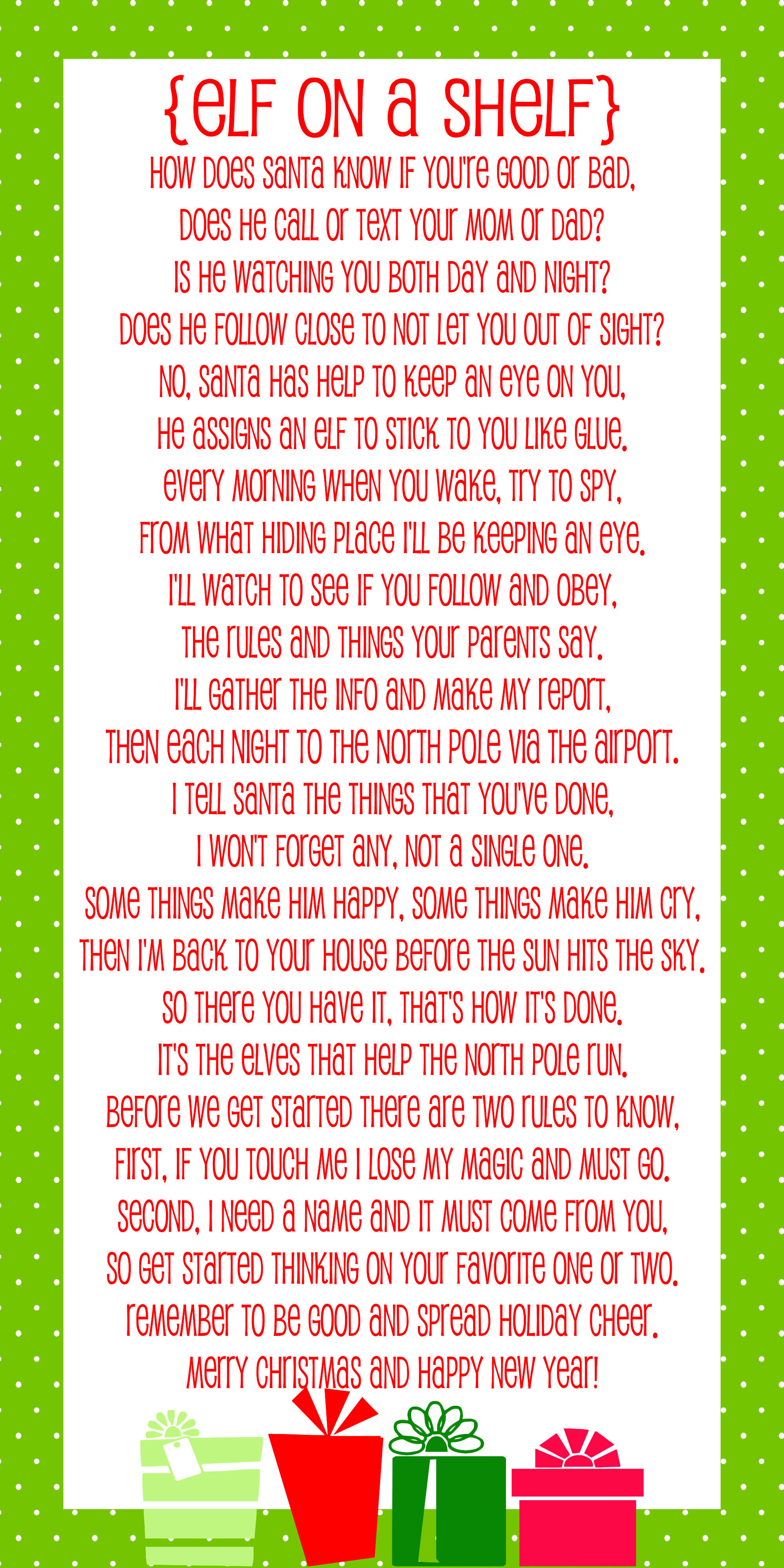 Elf On The Shelf Story - Free Printable Poem - Lil&amp;#039; Luna - Free Printable Elf On The Shelf Story