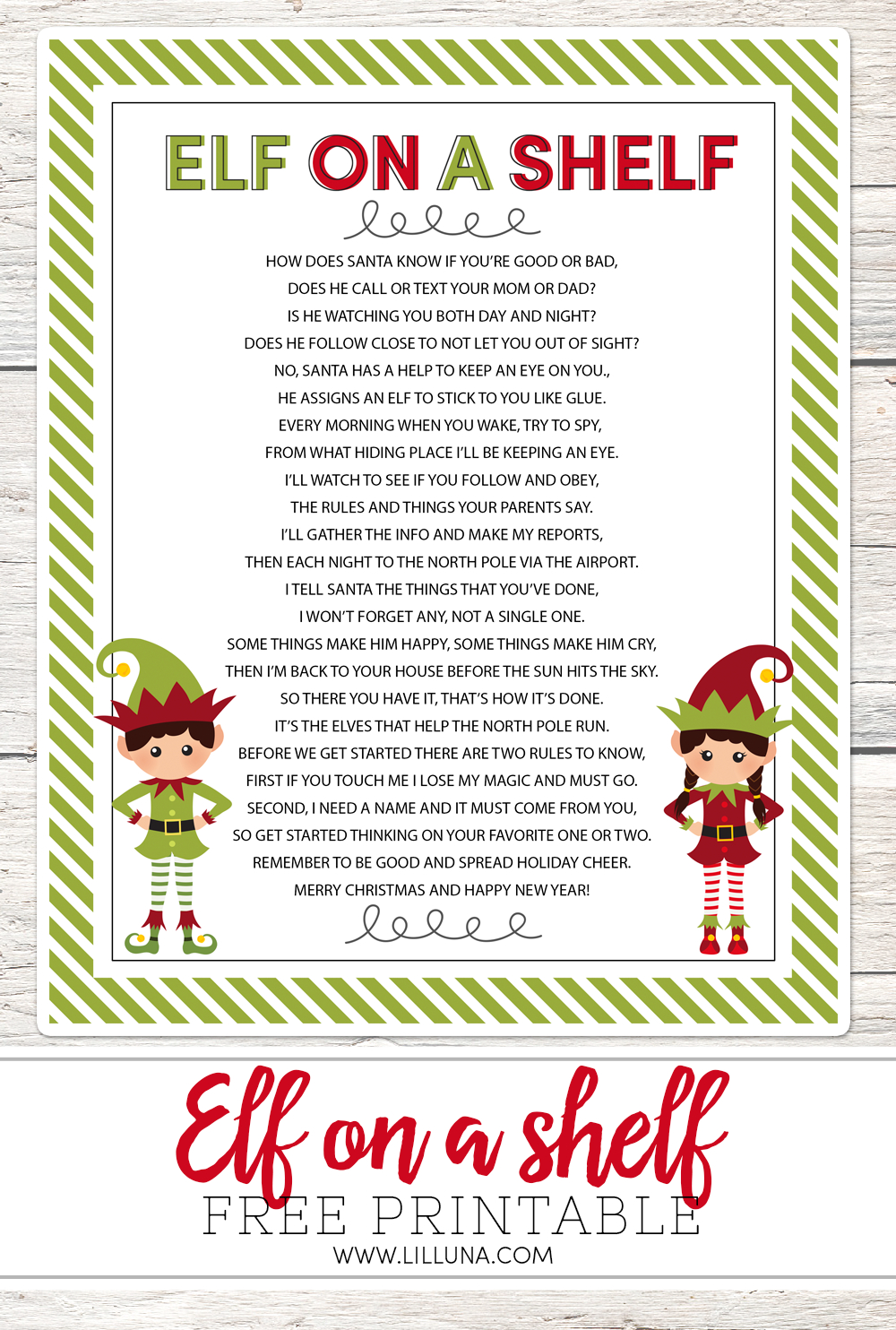 Elf On The Shelf Story - Free Printable Poem - Lil&amp;#039; Luna - Free Printable Elf On The Shelf Story