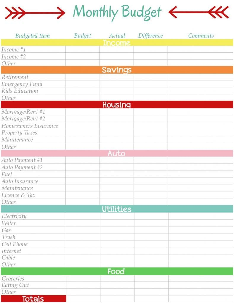 Excel Personal Budget Template Free Printable Monthly Budget Planner - Free Printable Monthly Bills Worksheet