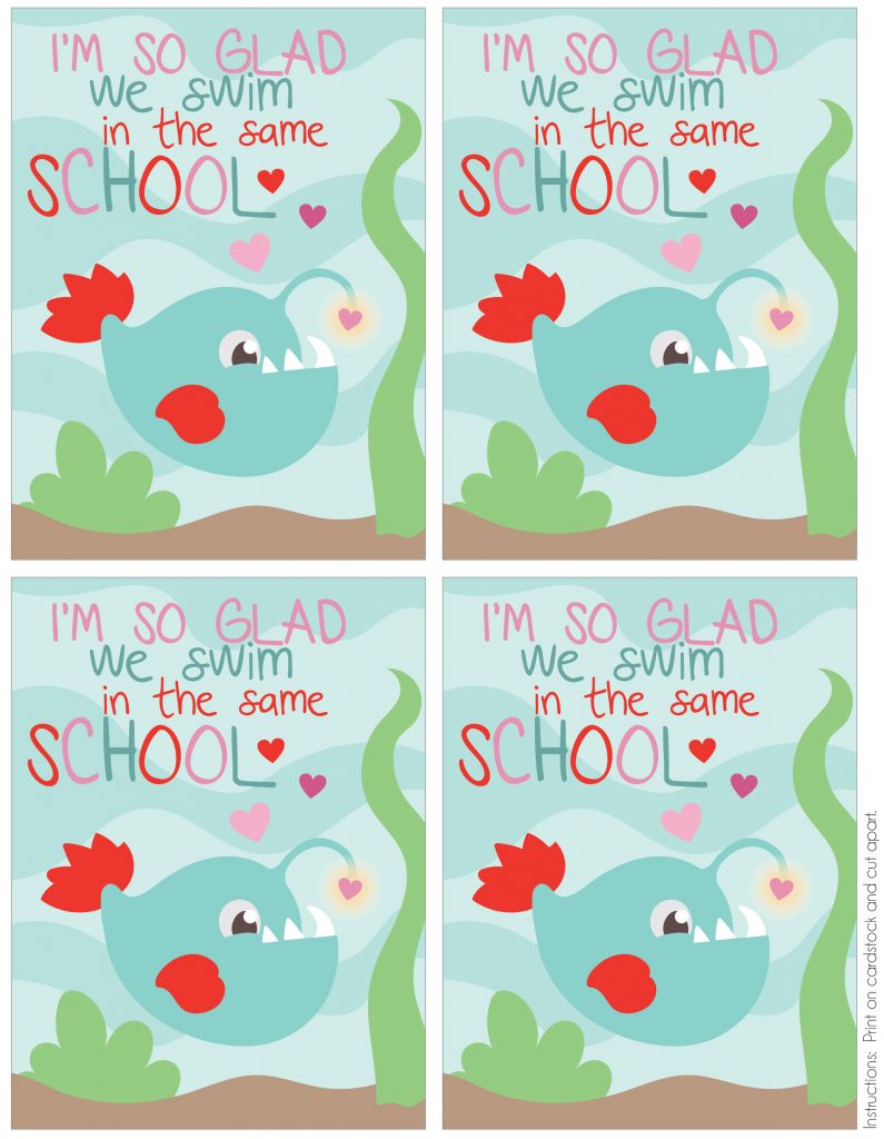 Free Printable School Valentines - Fish School Printable Valentine Card Mommys Bundle Free Printable School Valentines Cards 795x1024 