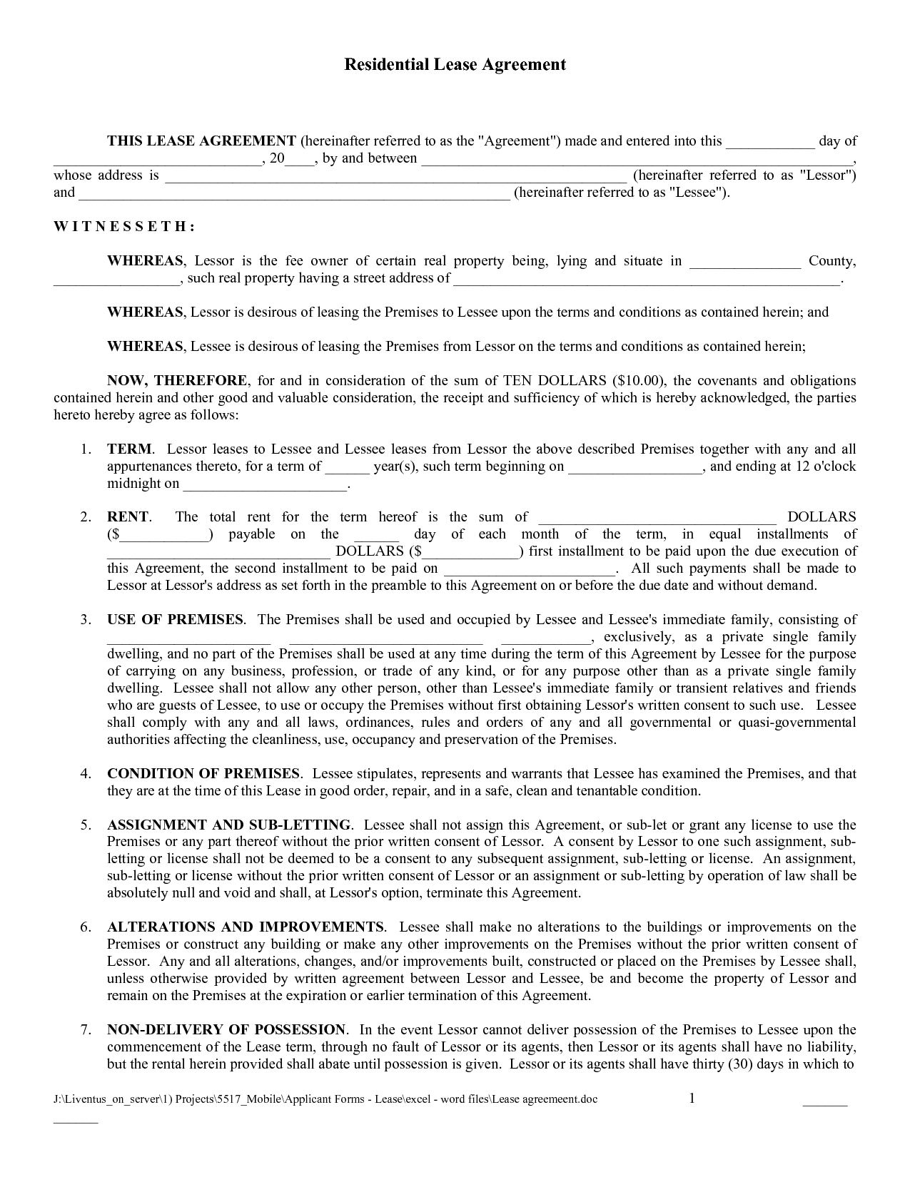 Free Copy Rental Lease Agreement | Free Printable Lease Agreement - Free Printable Rental Agreement