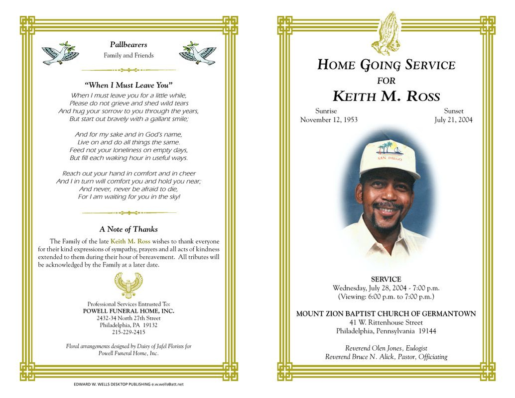 Free Funeral Program Templates | Funeral Program Sample Order Of - Free Printable Funeral Programs