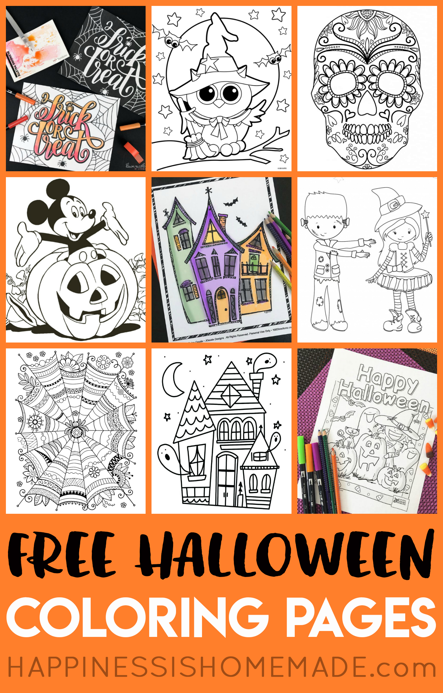 Free Halloween Coloring Pages For Adults &amp;amp; Kids - Happiness Is Homemade - Free Printable Halloween Coloring Pages