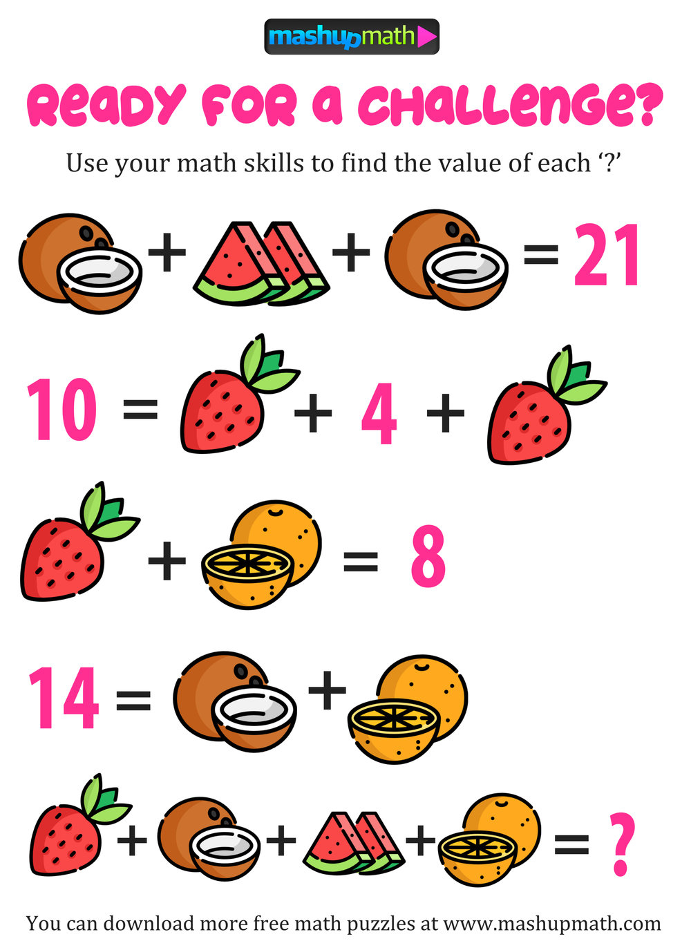 Free Math Puzzles — Mashup Math - Free Printable Math Puzzles