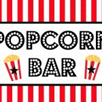 Free Movie Night / Popcorn Bar Printables   Popcorn Bar Sign Printable Free