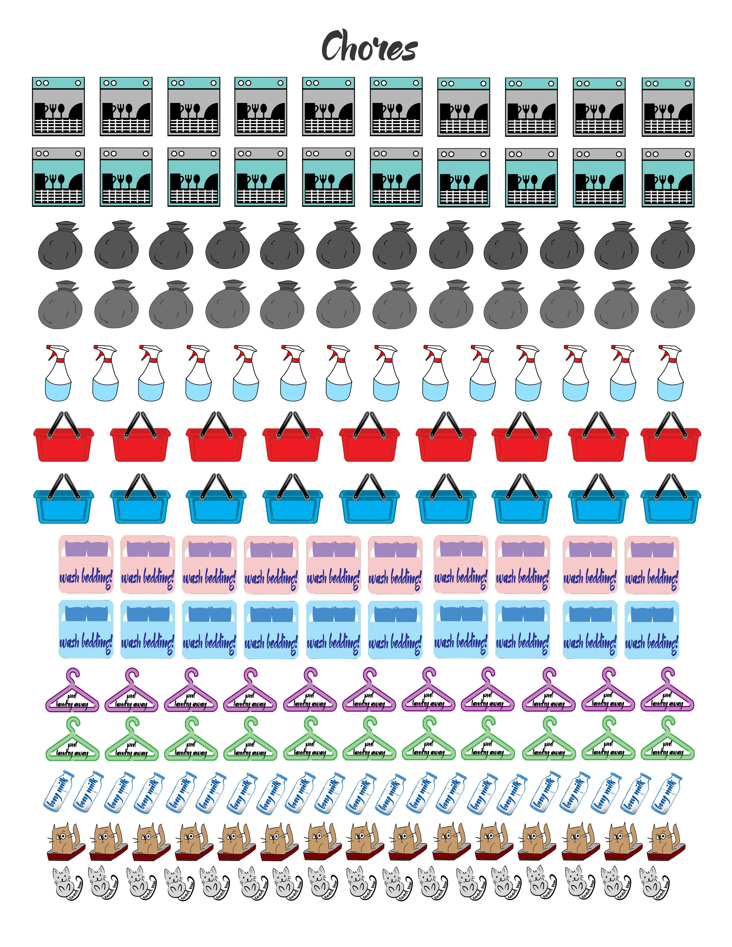 Free Planner Printable Chores Stickers | Plan On It | Pinterest - Chore Stickers Free Printable
