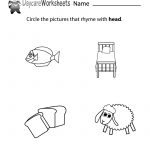 Free Preschool Rhyming Practice Worksheet   Free Printable Rhyming Words