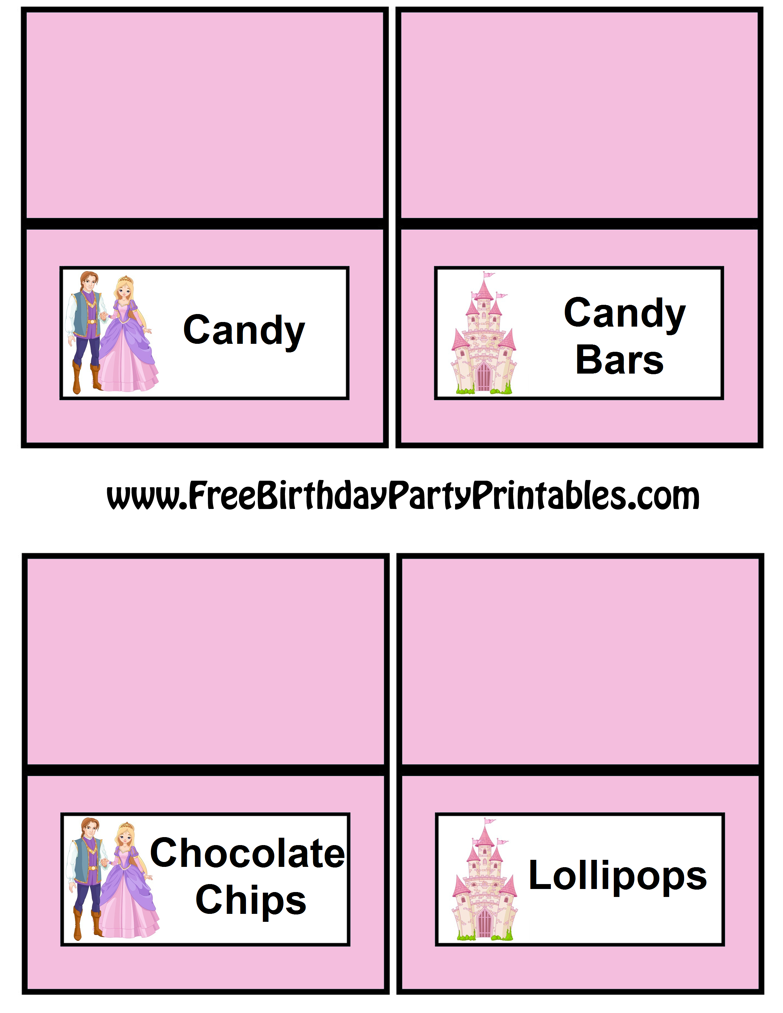 Free Princess Prince Castle Birthday Party Tent Food Cards - Free Printable Food Tent Cards