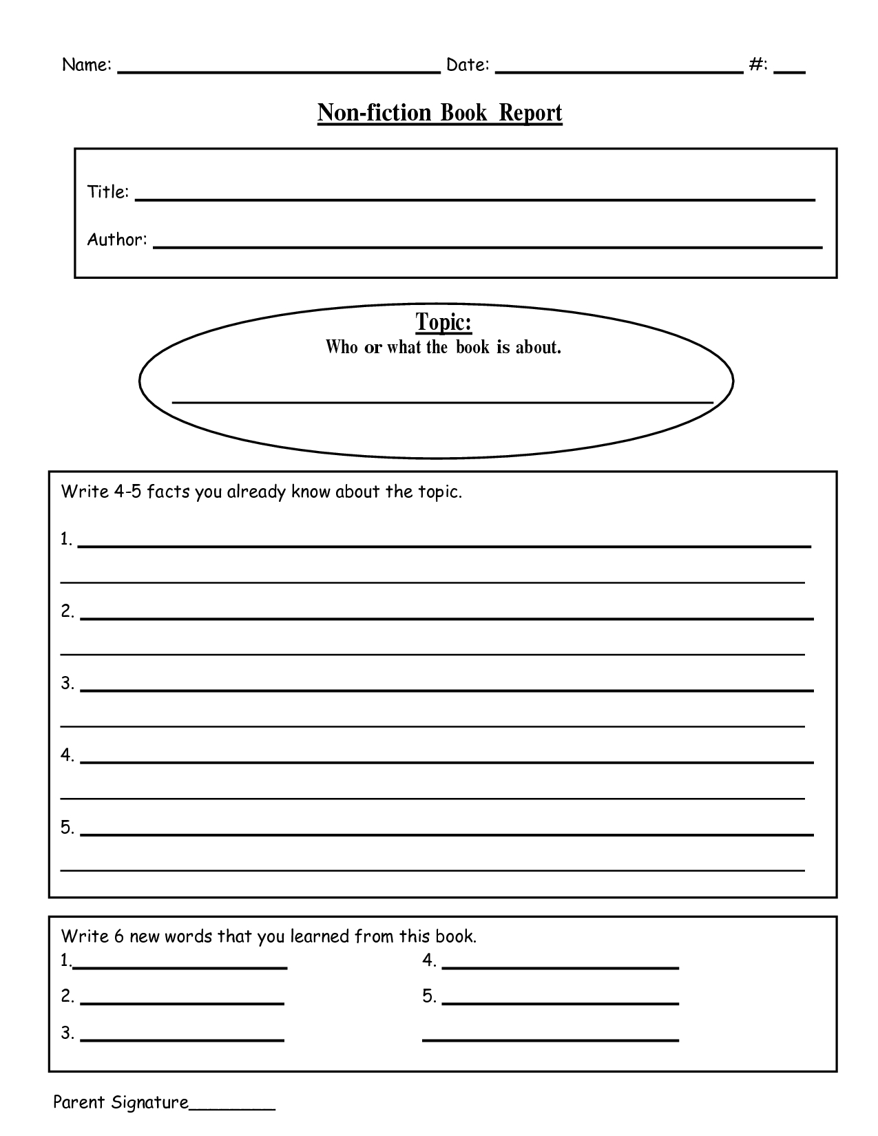 Free Printable Book Report Templates | Non-Fiction Book Report.doc - Free Printable Book Report Forms For Second Grade