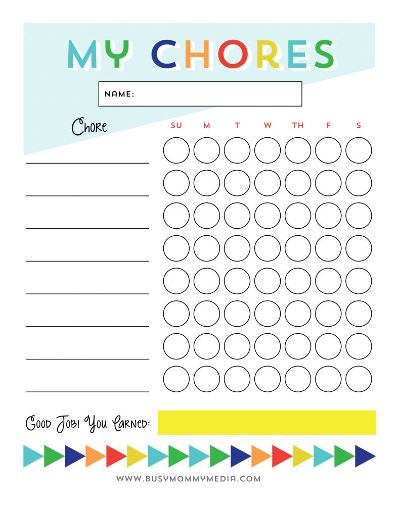 Free Printable - Chore Chart For Kids | Ogt Blogger Friends - Free Printable Chore Charts For Multiple Children