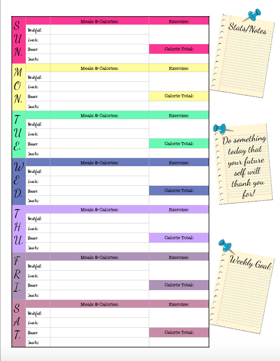 Free Printable Food Journal: 6 Different Designs - Free Printable Calorie Counter Journal