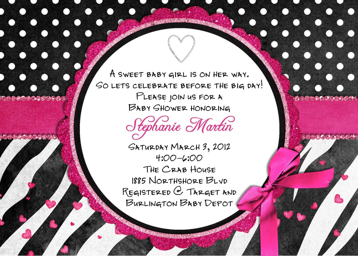 Free Printable Hot Pink Zebra Invitations | Free Printable Zebra - Free Printable Zebra Baby Shower Invitations