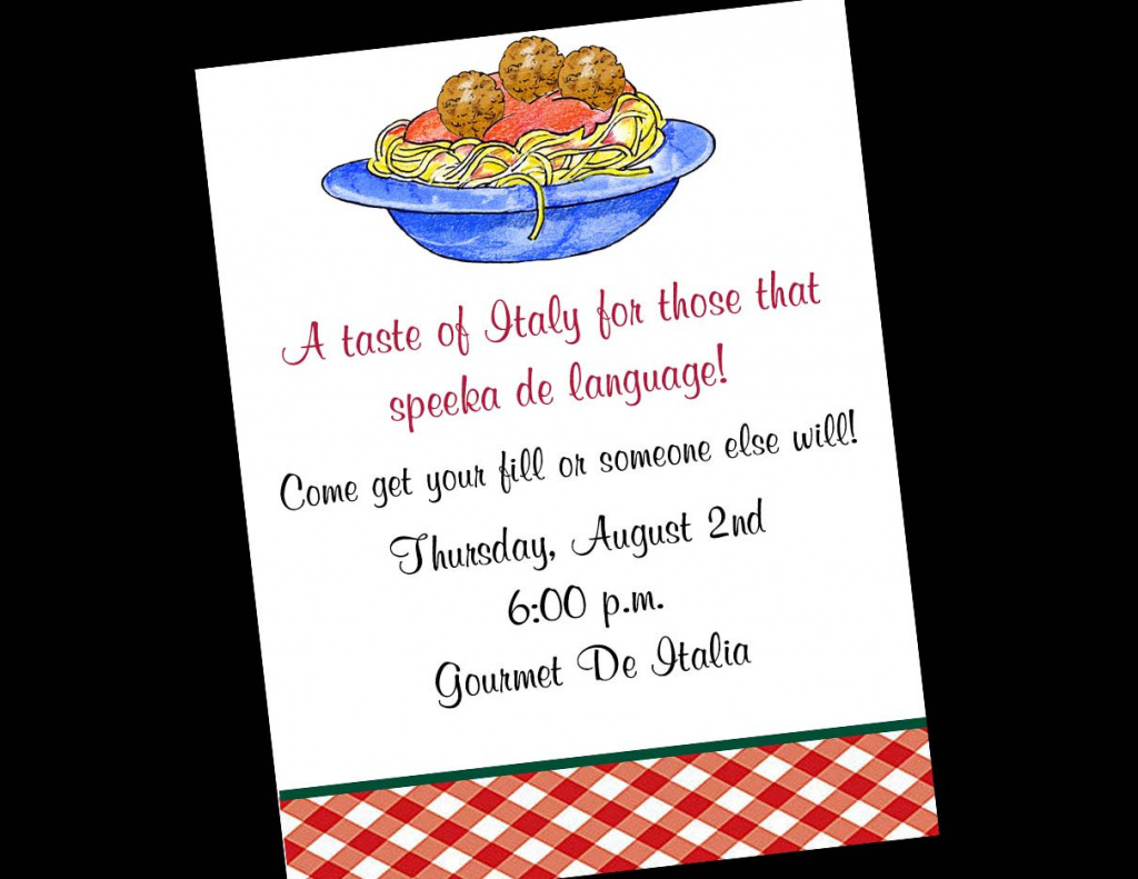 Free Printable Italian Dinner Invitations | Free Printable - Free Printable Italian Dinner Invitations