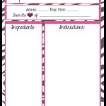 Free Printable Kids Cookbook | Mesa's Place: Full Page Recipe   Free Printable Recipe Templates