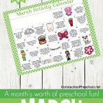 Free Printable March Activity Calendar For Preschoolers | Spring   Free Printable March Activities
