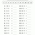 Free Printable Math Sheets Mental Subtraction To 12 2 | Výuka | Math   Free Printable Subtraction Worksheets Free Printable Math Sheets Mental Subtraction To 12 2 | Výuka | Math   Free Printable Subtraction Worksheets