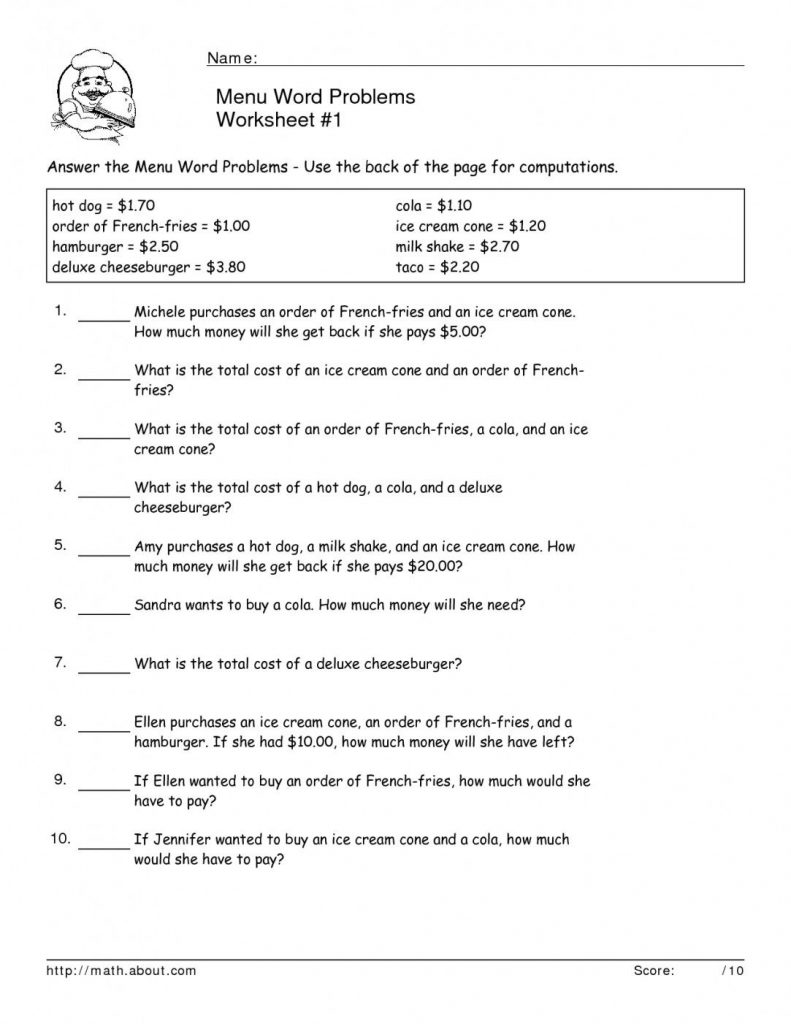 Free Printable Menu Math Worksheets Lostranquillos Free Printable Free Printable Menu Math Worksheets Lostranquillos Free Printable