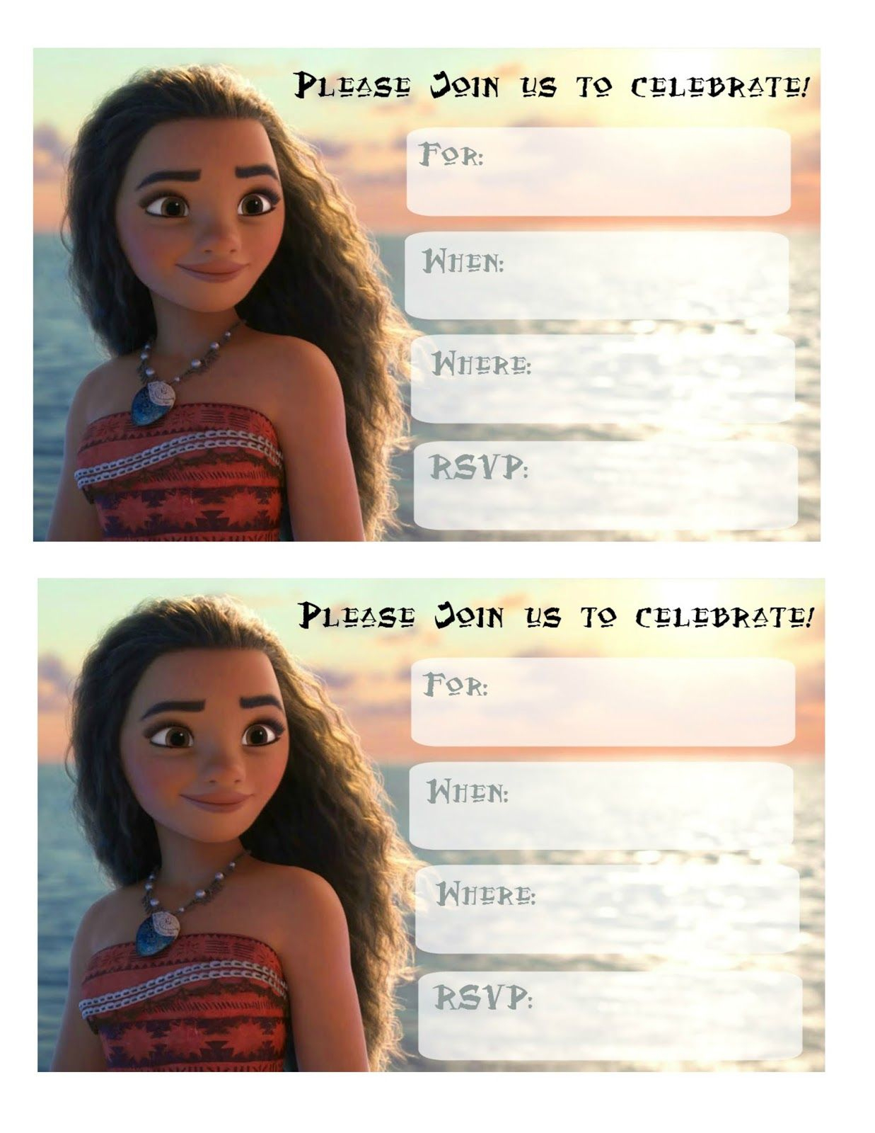 Free Printable Moana Invitations 2 | Aleahs 11Th Birthday - Free Printable Moana Birthday Cards