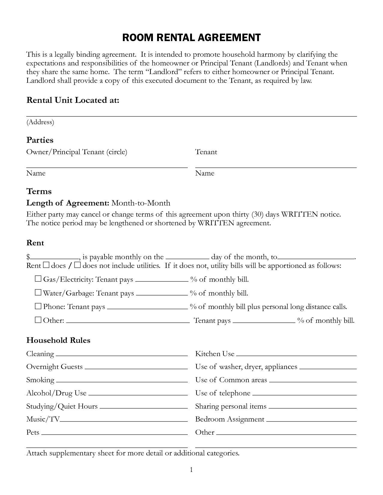 Free Printable Rental Lease Agreement Form Template | Bagnas - Free Printable Rental Lease Agreement