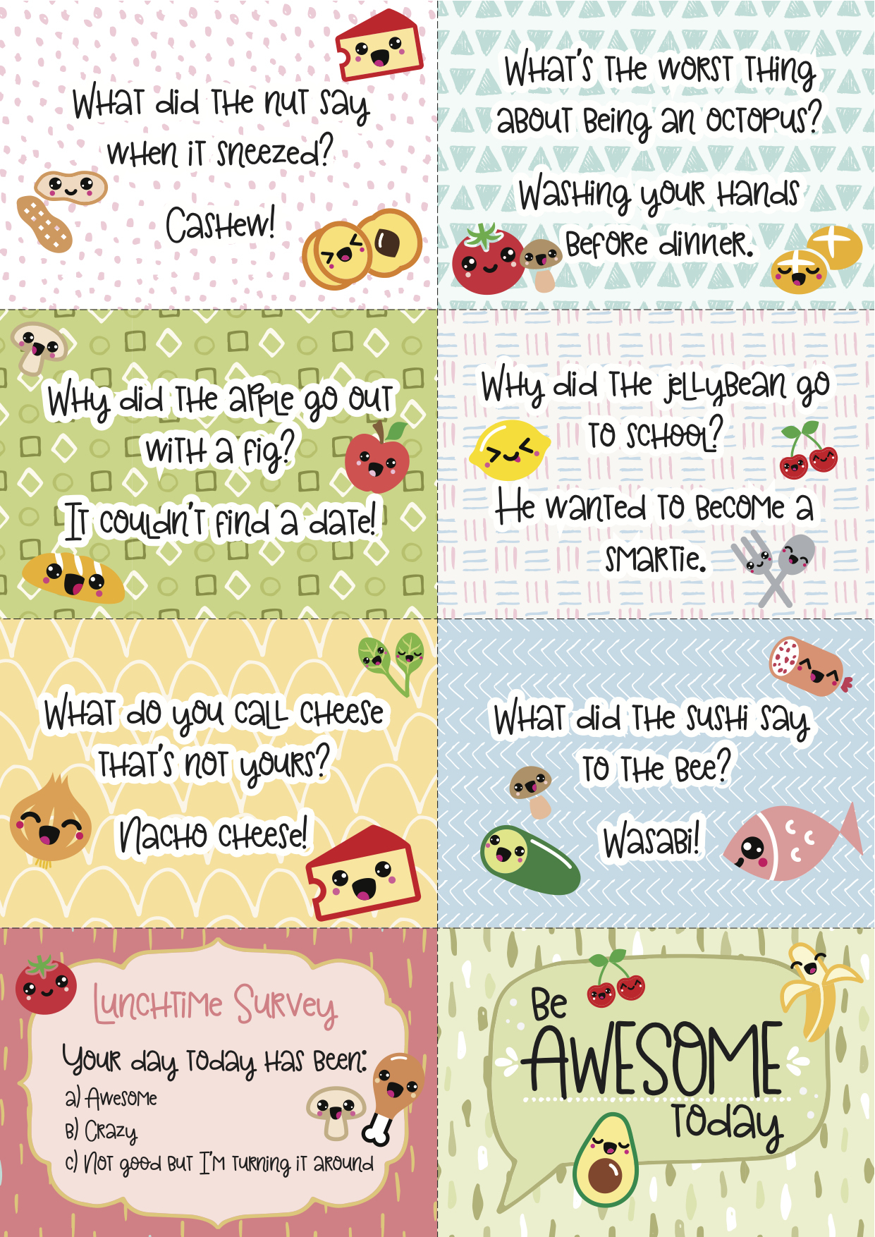 Free Printable Super-Kawaii Lunchbox Notes - Free Printable Australian Notes